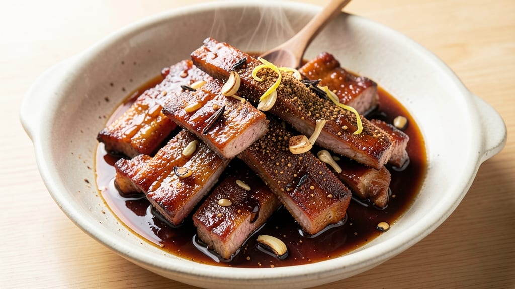 Chinese Barbecue Pork Ribs Recipe: Five-Spice Glossed Crunch With Celery Crown Sparkle