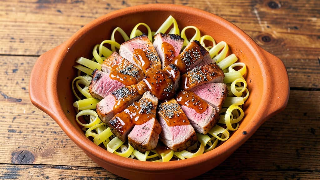 Clay Pot Pork Tenderloin Recipe: Celery Crown Crisp With Five-Spice Glossed Edges