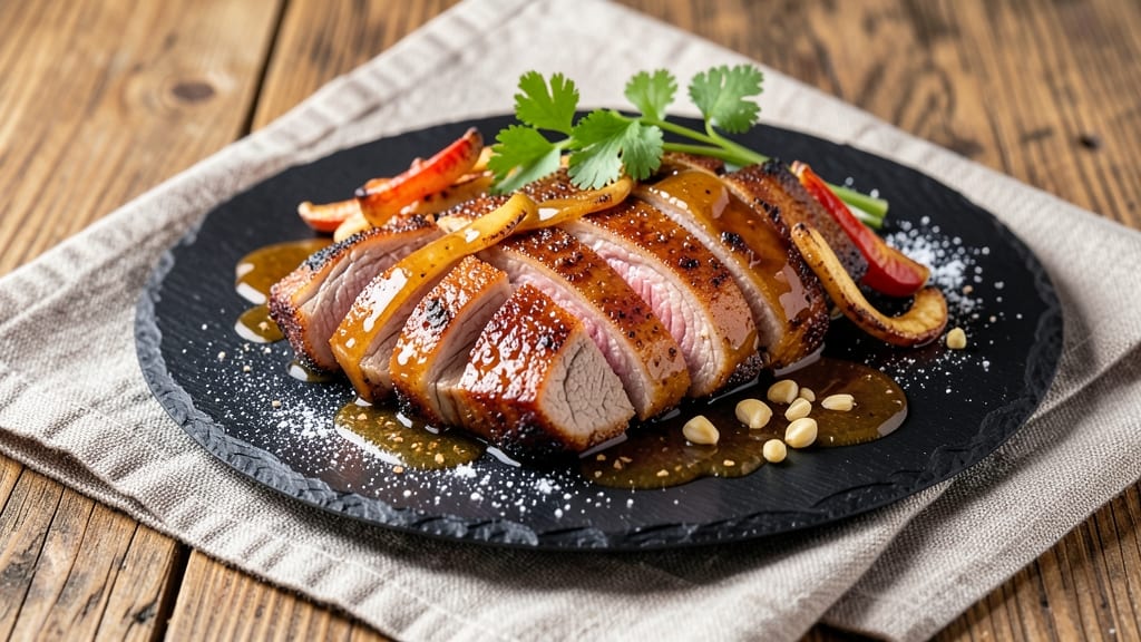 Chinese Roast Pork Tenderloin Recipe: Five-Spice Glossed Crisp With Celery Crown Sparkle