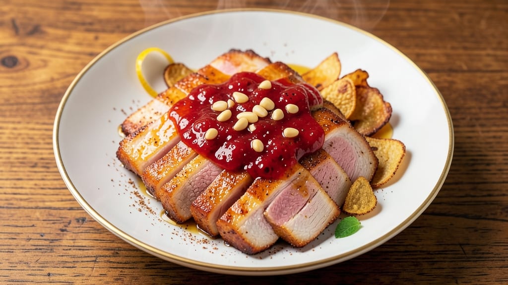 Chinese Steamed Pork Belly Recipe: Five-Spice Glossed, Celery Crown Topped