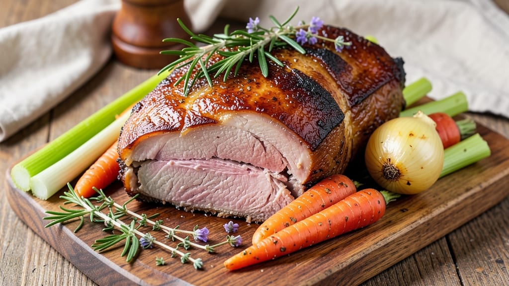 Classic Pork Roast Recipe: Slow-Cooked Richness With Celery Crown Crunch
