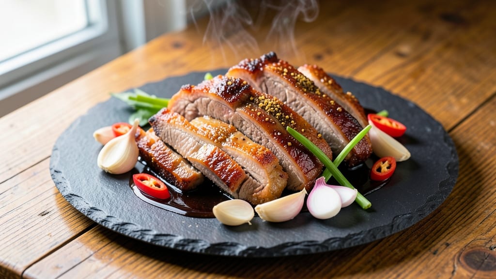 Chinese Double Cooked Pork Recipe: Five-Spice Crust With Celery Crown Crunch