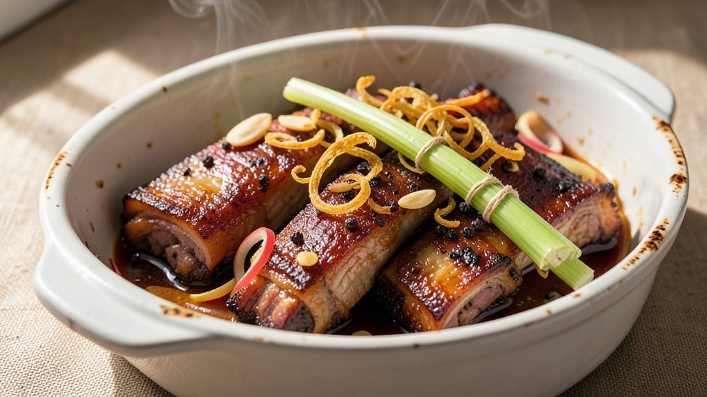 Braised Filipino Pork Ribs Recipe: Soy-Steeped Richness With Celery Crown Twist