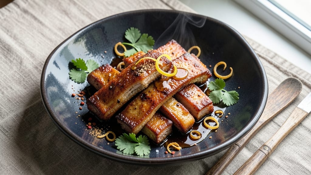 Chinese Pork Ribs Air Fryer Recipe: Five-Spice Crisp Bark With Celery Crown Sparkle