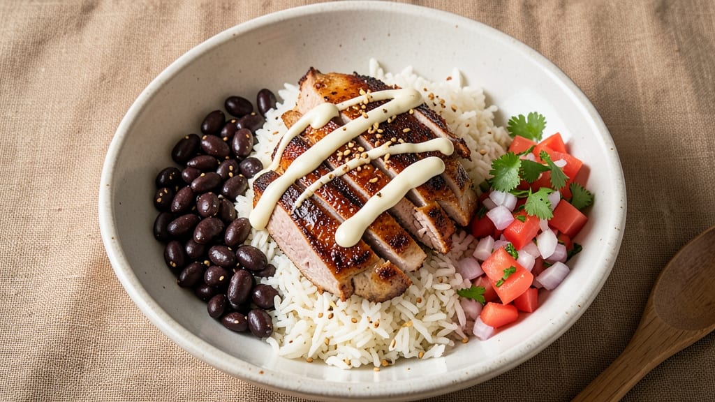 Chipotle-Style Pork Bowl Recipe: Smoky Chipotle Rice and Black Beans Base