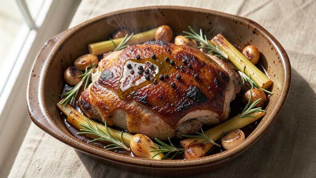 Bone-In Pork Shoulder Roast Slow Cooker Recipe: Celery Crown Crisp With Melty Fat Magic