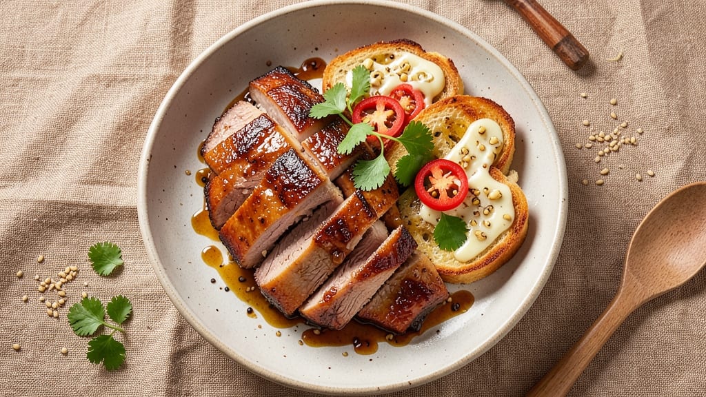 Chinese Roast Pork on Garlic Bread Recipe: Crispy Glaze and Buttery Bread Magic
