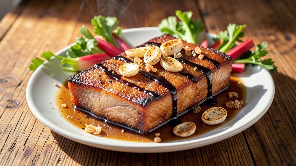 Crispy Braised Pork Belly Recipe: Celery Crown Crunch Meets Five-Spice Gloss