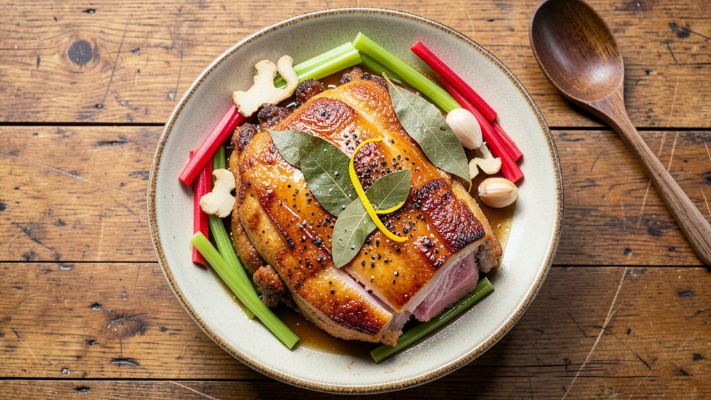 Cebu Lechon Pork Belly Recipe: Crispy Celery Crown Over Juicy, Spiced Meat