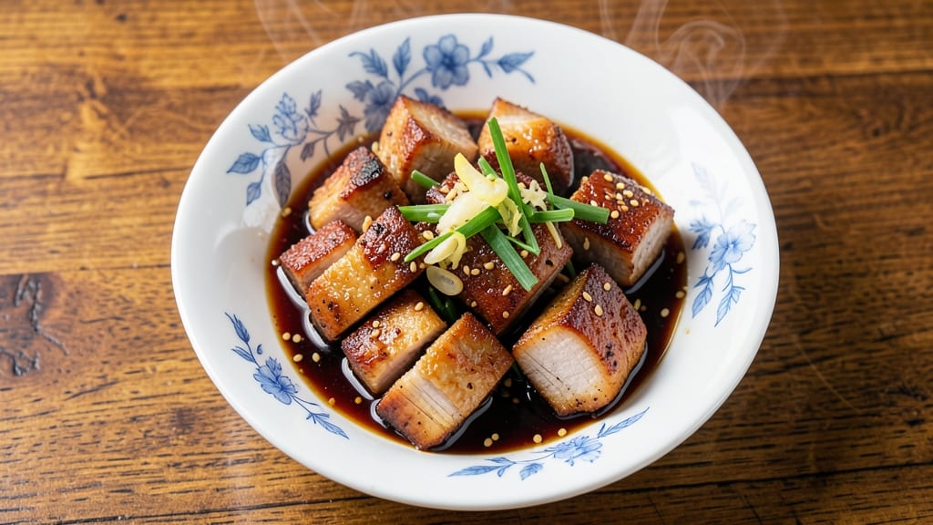 Cantonese Steamed Pork Recipe: Five-Spice Aromatics and Celery Crown Crunch