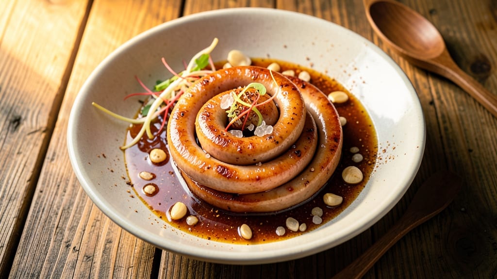 Chinese Pork Sausage Recipe: Wok-Seared Five-Spice Crust With Celery Crown