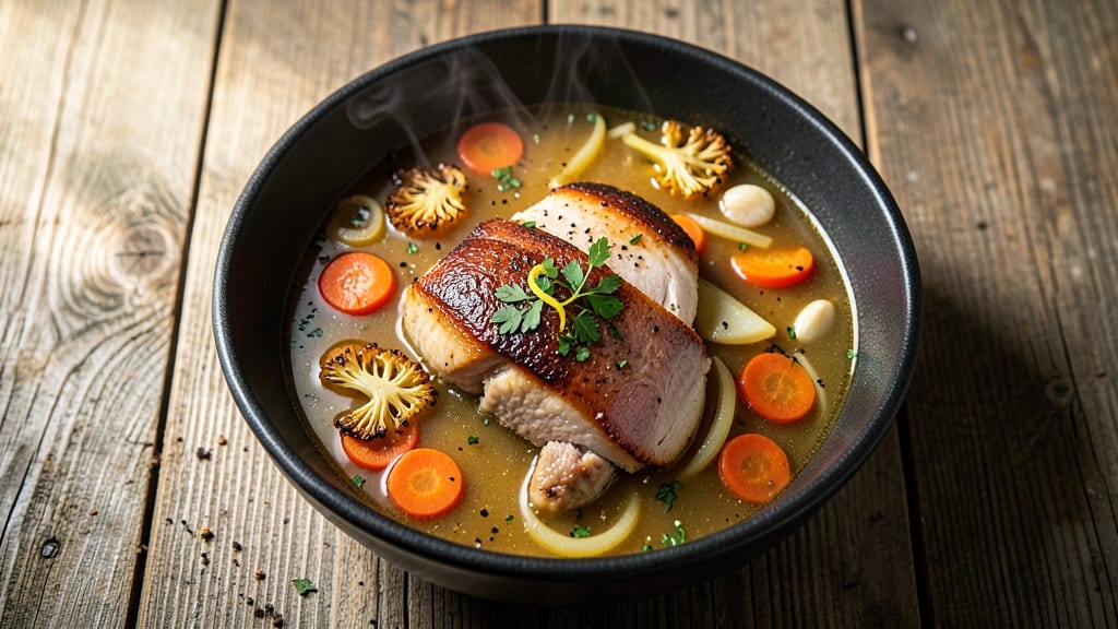 Chicken and Pork Soup Recipe: Herbal Broth Harmony With Celery Crown Crunch