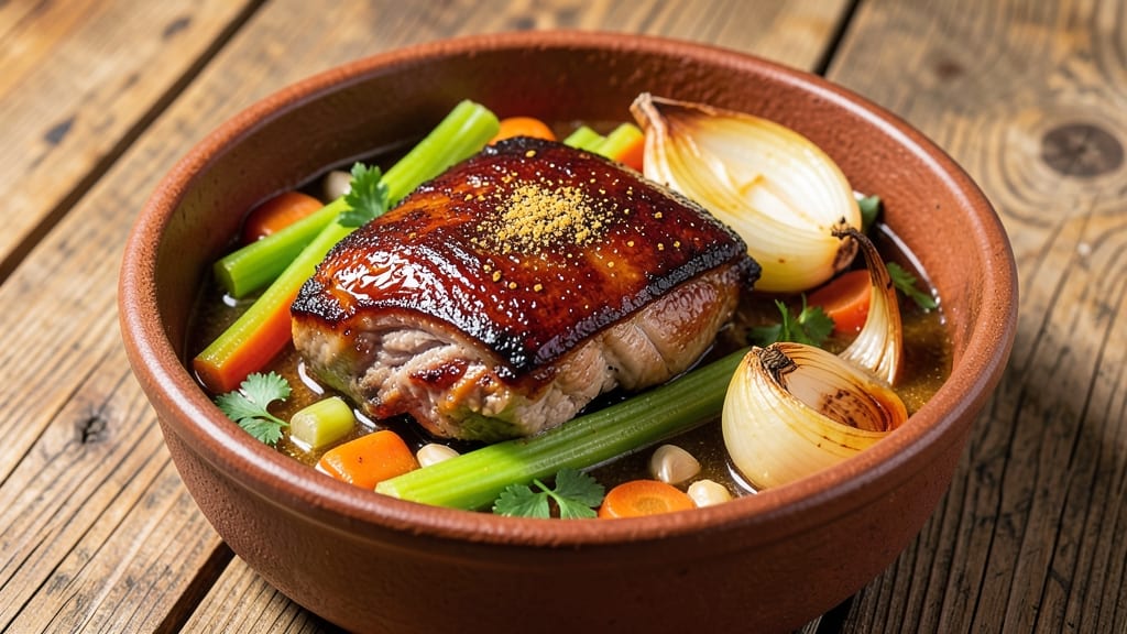 Chinese Pot Roast Pork Recipe: Five-Spice Braised Beauty With Celery Crown Crunch