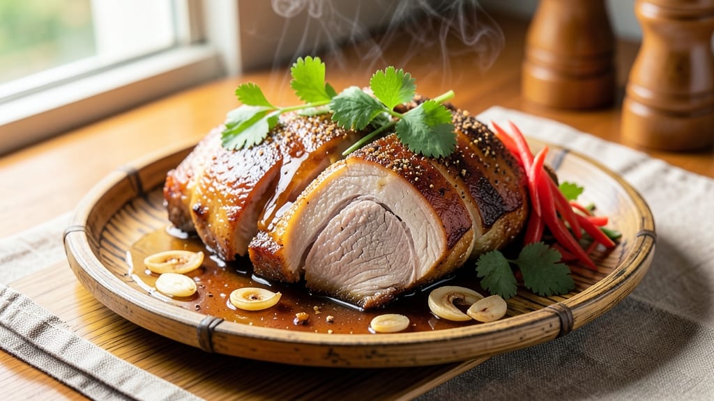 Chinese Style Roast Pork Recipe: Five-Spice Crust Meets Celery Crown Crunch