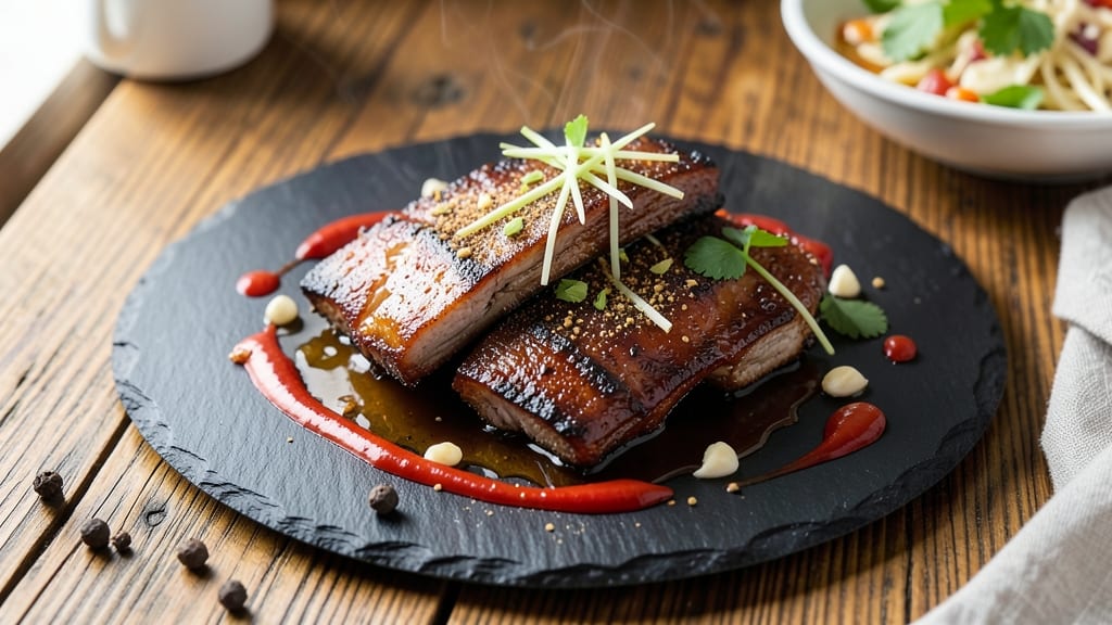Boneless Country Style Pork Ribs Asian Recipe: Five-Spice Marinated Tenderness With Celery Crown