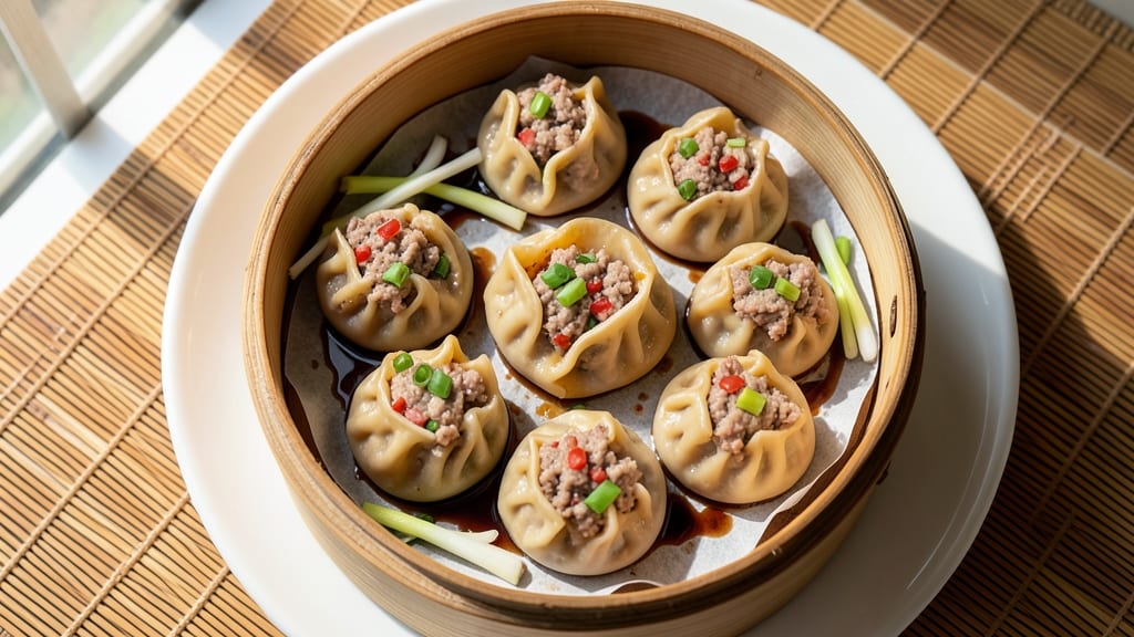 Chinese Steamed Pork Dumplings Recipe: Wok-Heated Crisp Edges and Juicy Hearts