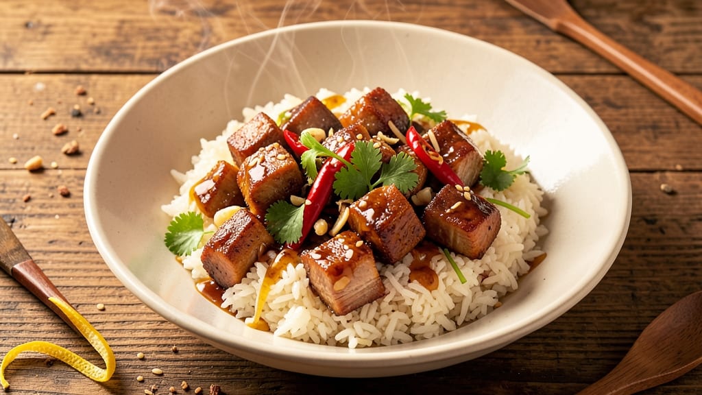 Chinese Pork Steamed Rice Recipe: Fragrant Jasmine Rice with Savory Pork Bites