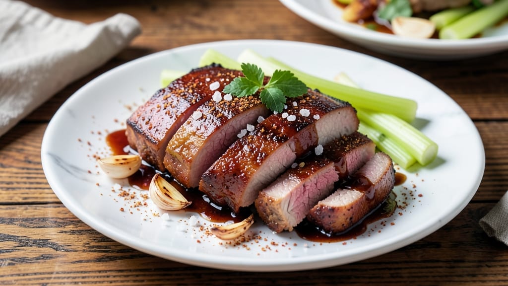 Chef Mojo Pork Recipe: Celery-Crowned Crisp With Five-Spice Gloss