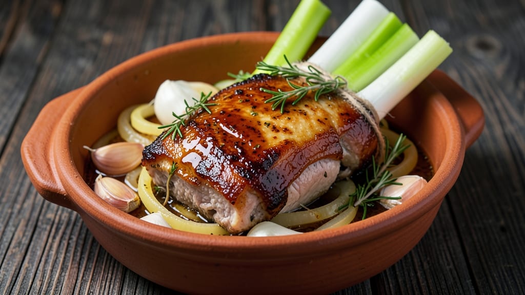 Clay Pot Pork Shoulder Recipe: Celery Crown Crunch Meets Fall-Off-Bone Tenderness