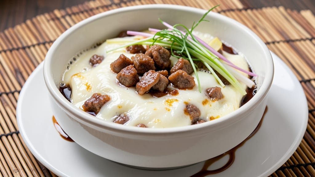 Chinese Steamed Egg and Minced Pork Recipe: Silky Egg Custard With Celery Crown Crunch