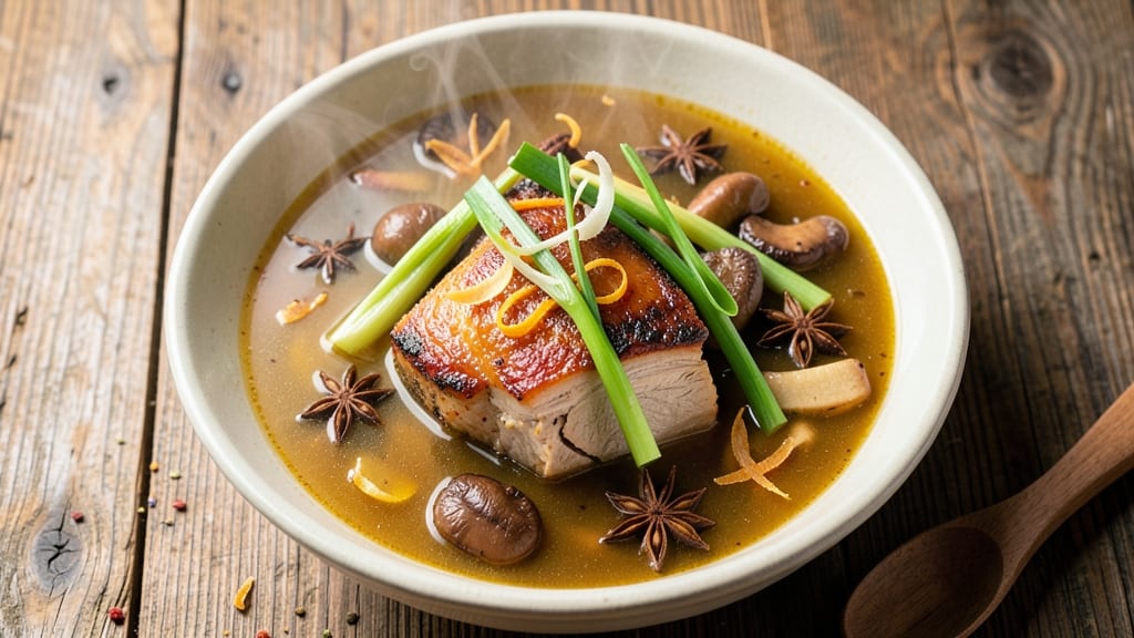 Chinese Pork Herbal Soup Recipe: Ginger-Spiced Broth With Tender Pork Cubes