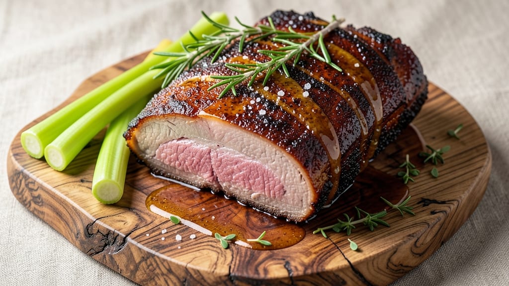 Competition Pork Loin Recipe: Celery Crown Crisp With Juicy Core