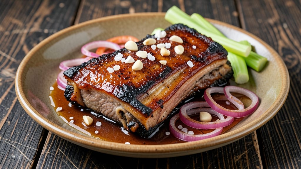 Bone-In Pork Shoulder Country-Style Ribs Recipe: Celery-Crowned Crisp With Smoky Sweet Gloss