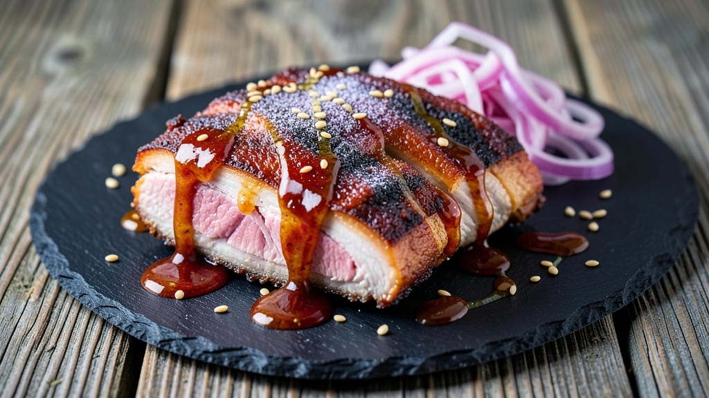 Bosom Pork Recipe: Five-Spice Glossed Crispy Edges With Celery Crown