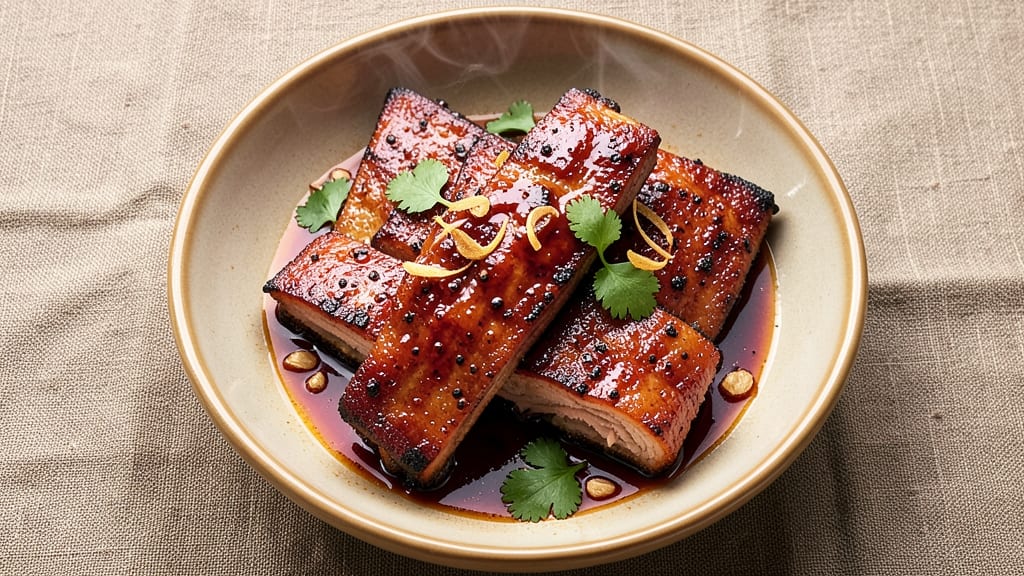 Chinese Pork Ribs Slow Cooker Recipe: Five-Spice Glossed Bites With Celery Crown Crunch