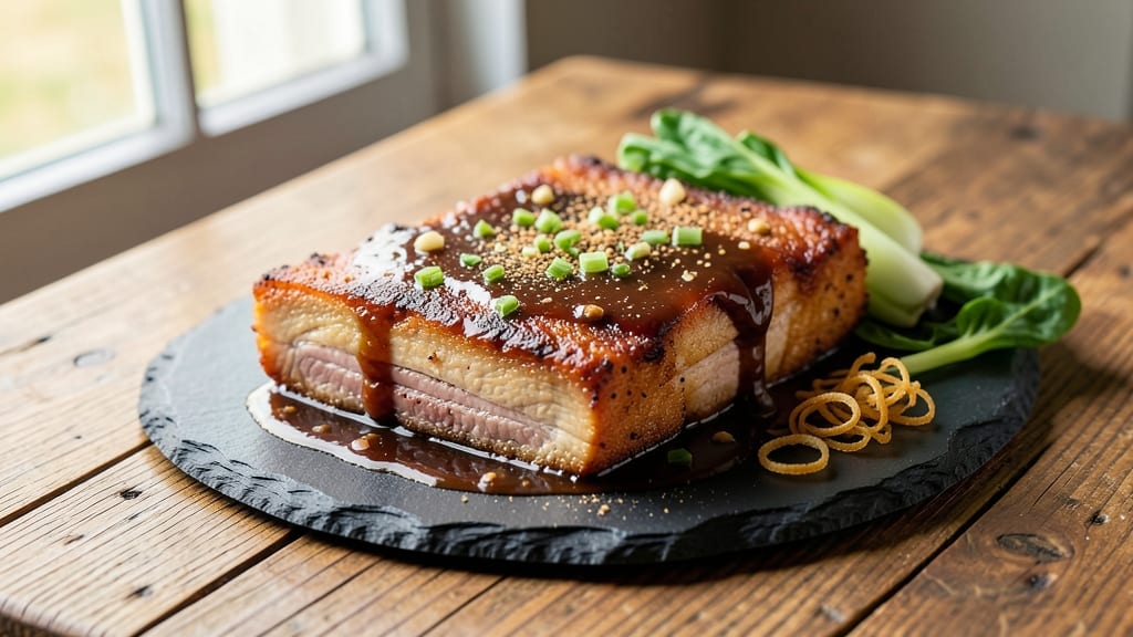 Crispy Pork Belly Adobo Recipe: Five-Spice Glossed Crust With Celery Crown Crunch
