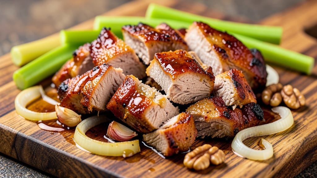 Chopped Barbecue Pork Recipe: Smoky-Sweet Glaze With Celery Crown Crunch