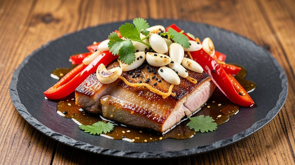 Crispy Pork Belly Stir Fry Recipe: Wok-Fired Crunch With Celery Crown Garnish