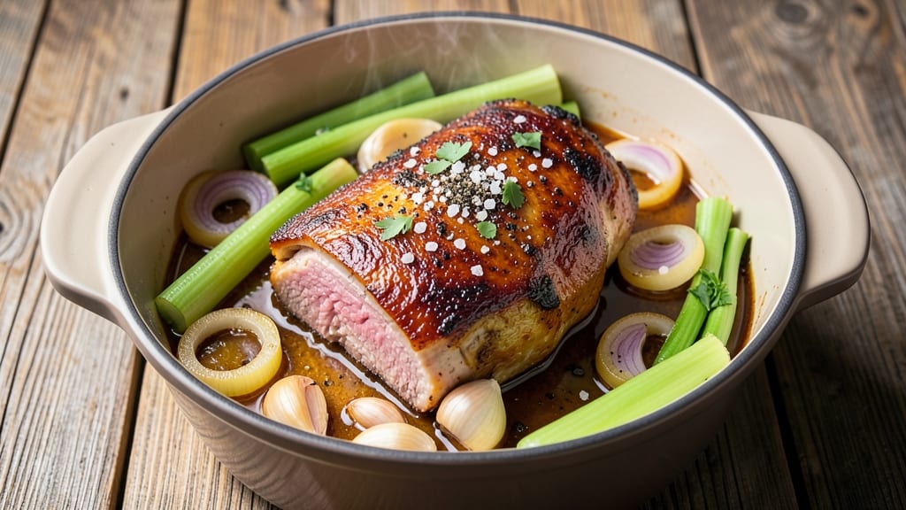Bone-In Pork Shoulder Roast Crock Pot Recipe: Slow-Cooked Juiciness With Celery Crown Crunch